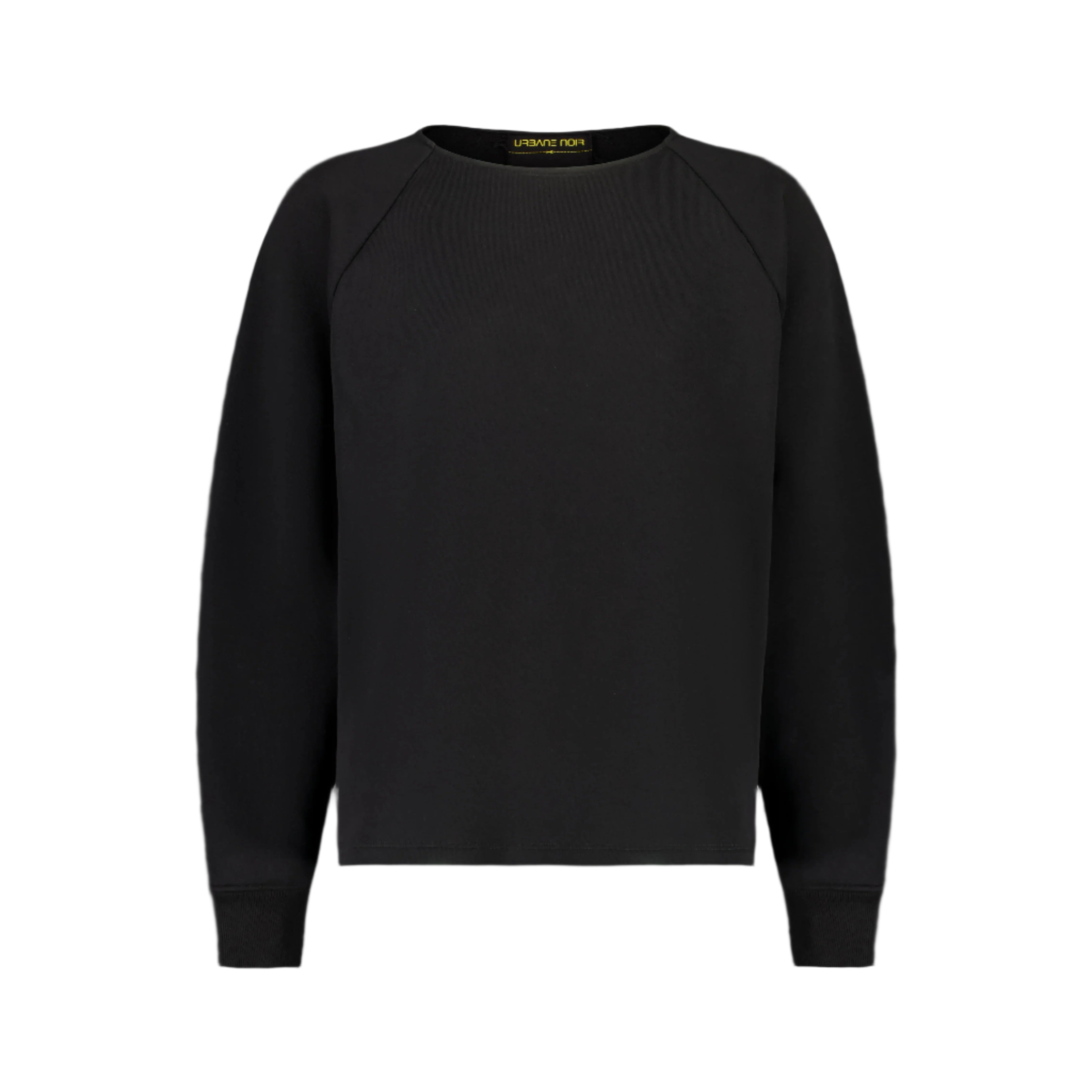 Front view of Urbane Noir ONE oversized black sweatshirt – premium Melbourne streetwear