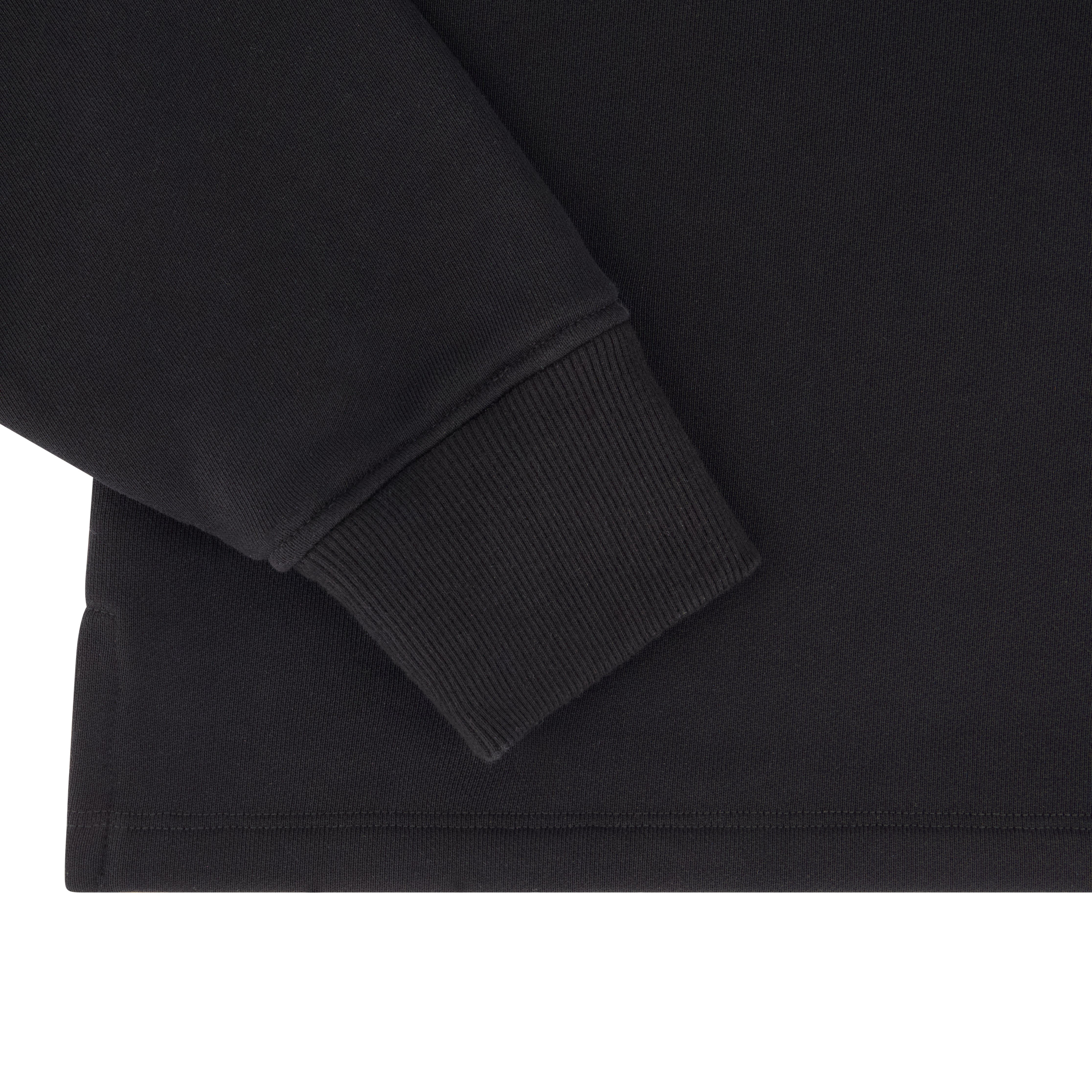 Cuff and hem detail of Urbane Noir TWO sweatshirt – durable clean finish